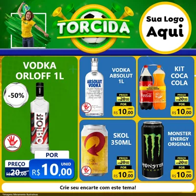 Modelo de Rede Social para Feed Facebook com o tema Torcida para Distribuidora de bebidas