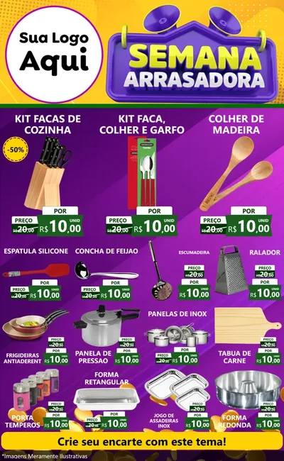 Modelo de Encarte para Encarte Grande com o tema Semana Arrasadora para Utilidades Domésticas