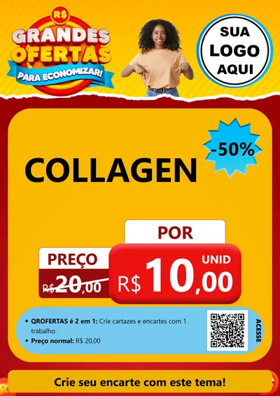 Modelo de Cartaz para Cartaz A4 Vertical com o tema Grandes Ofertas Para Economizar! para Suplementos alimentares