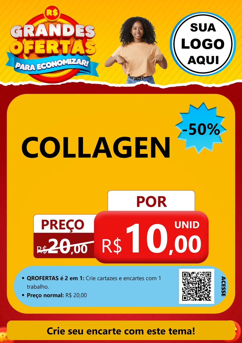 Modelo de Cartaz para Cartaz A4 Vertical com o tema Grandes Ofertas Para Economizar! para Suplementos alimentares