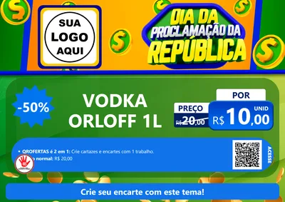 Modelo de Cartaz para Cartaz A4 Horizontal com o tema Dia Da Proclamação da República para Distribuidora de bebidas