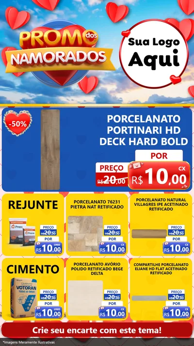Modelo de Rede Social para Stories com o tema Promo dos Namorados para Pisos e revestimentos