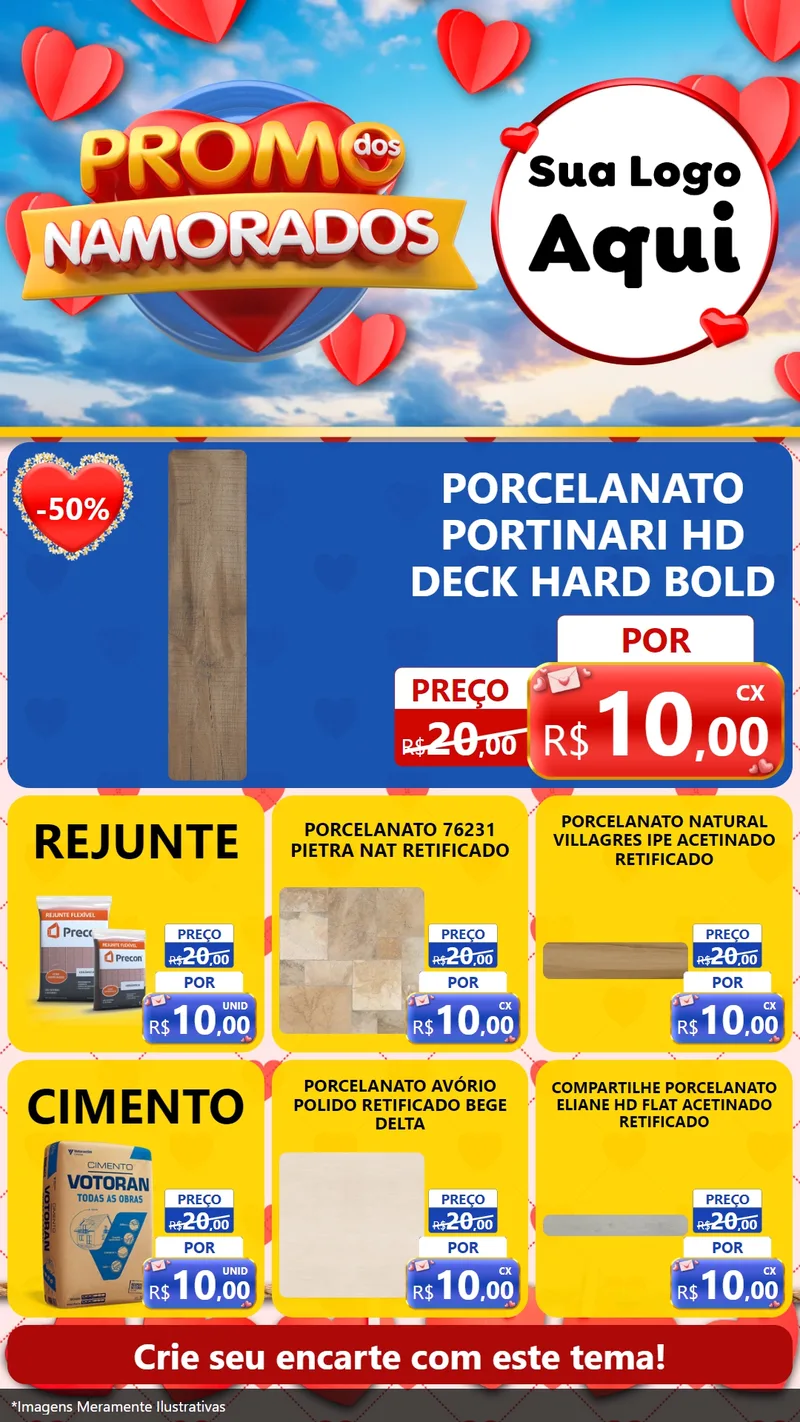 Modelo de Rede Social para Stories com o tema Promo dos Namorados para Pisos e revestimentos