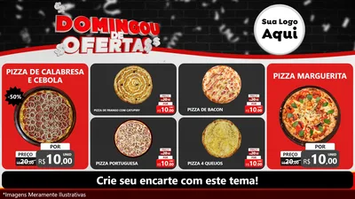 Modelo de TV para TV Horizontal com o tema Domingou de Ofertas para Pizzaria