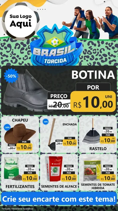 Modelo de Rede Social para Stories com o tema Brasil Torcida - Copa para Agropecuária