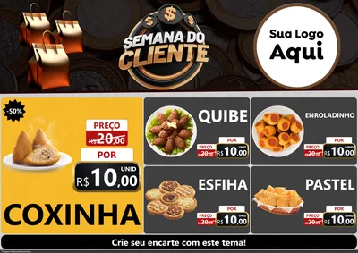 Modelo de Encarte para Encarte A4 Horizontal com o tema Semana do Cliente para Salgadaria