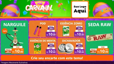 Modelo de TV para TV Horizontal com o tema Pré-Carnaval Com Economia para Tabacaria
