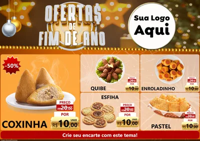 Modelo de Encarte para Encarte A4 Horizontal com o tema Ofertas de Fim de Ano para Salgadaria
