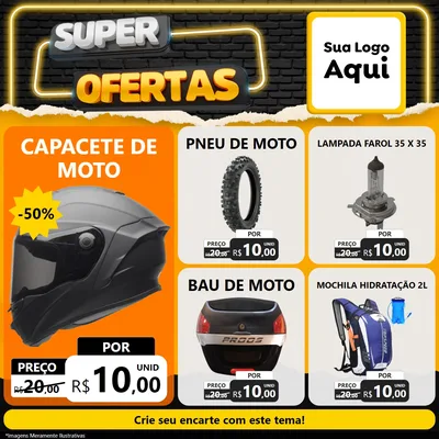 Modelo de Rede Social para Feed Facebook com o tema Super Ofertas para Moto peças