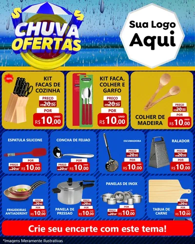 Modelo de Rede Social para Feed Instagram com o tema Chuva de Ofertas para Utilidades Domésticas