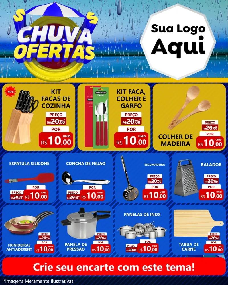 Modelo de Rede Social para Feed Instagram com o tema Chuva de Ofertas para Utilidades Domésticas