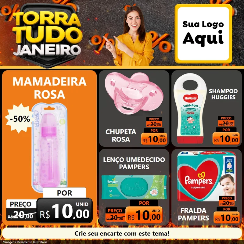 Modelo de Rede Social para Feed Facebook com o tema Torra Tudo Janeiro para Bebês