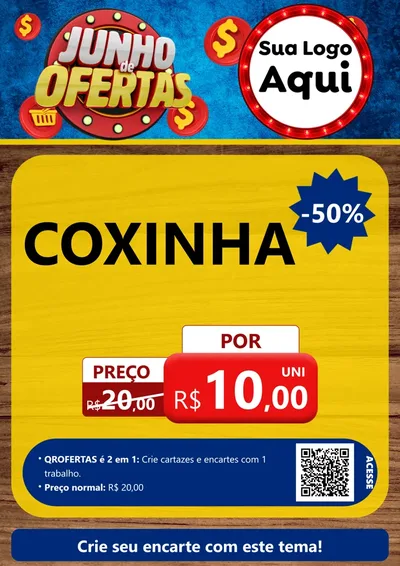 Modelo de Cartaz para Cartaz A4 Vertical com o tema Junho de Ofertas para Salgadaria