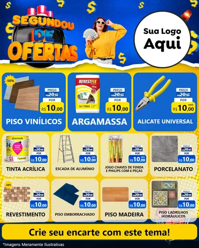 Modelo de Rede Social para Feed Instagram com o tema Segundou de Ofertas para Material para Construção