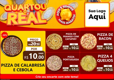 Modelo de Encarte para Encarte A4 Horizontal com o tema Quartou do Real para Pizzaria