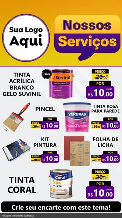 Modelo de TV para TV Vertical com o tema Nossos Serviços para Tintas e Ferramentas