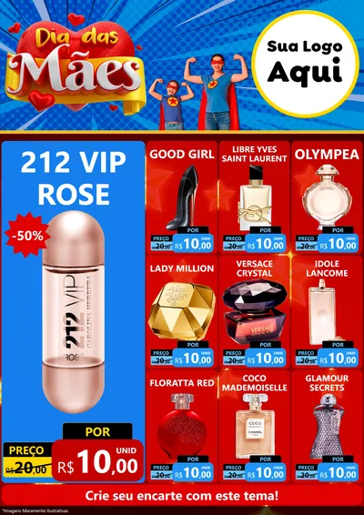 Modelo de Encarte para Encarte A4 Vertical com o tema Dia das Mães para Perfumes