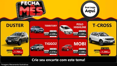 Modelo de TV para TV Horizontal com o tema Fecha Mês para Concessionaria de Carros