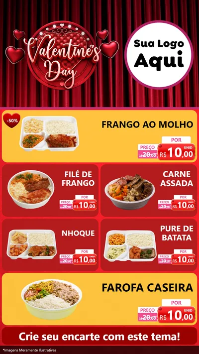 Modelo de TV para TV Vertical com o tema Valentine's Day para Restaurante