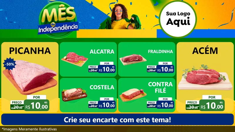 Modelo de TV para TV Horizontal com o tema Mês da Independência para Açougue