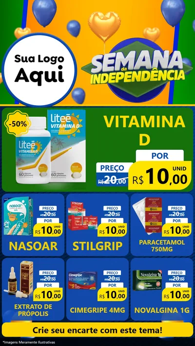 Modelo de Rede Social para Stories com o tema Semana da Independência para Farmácia