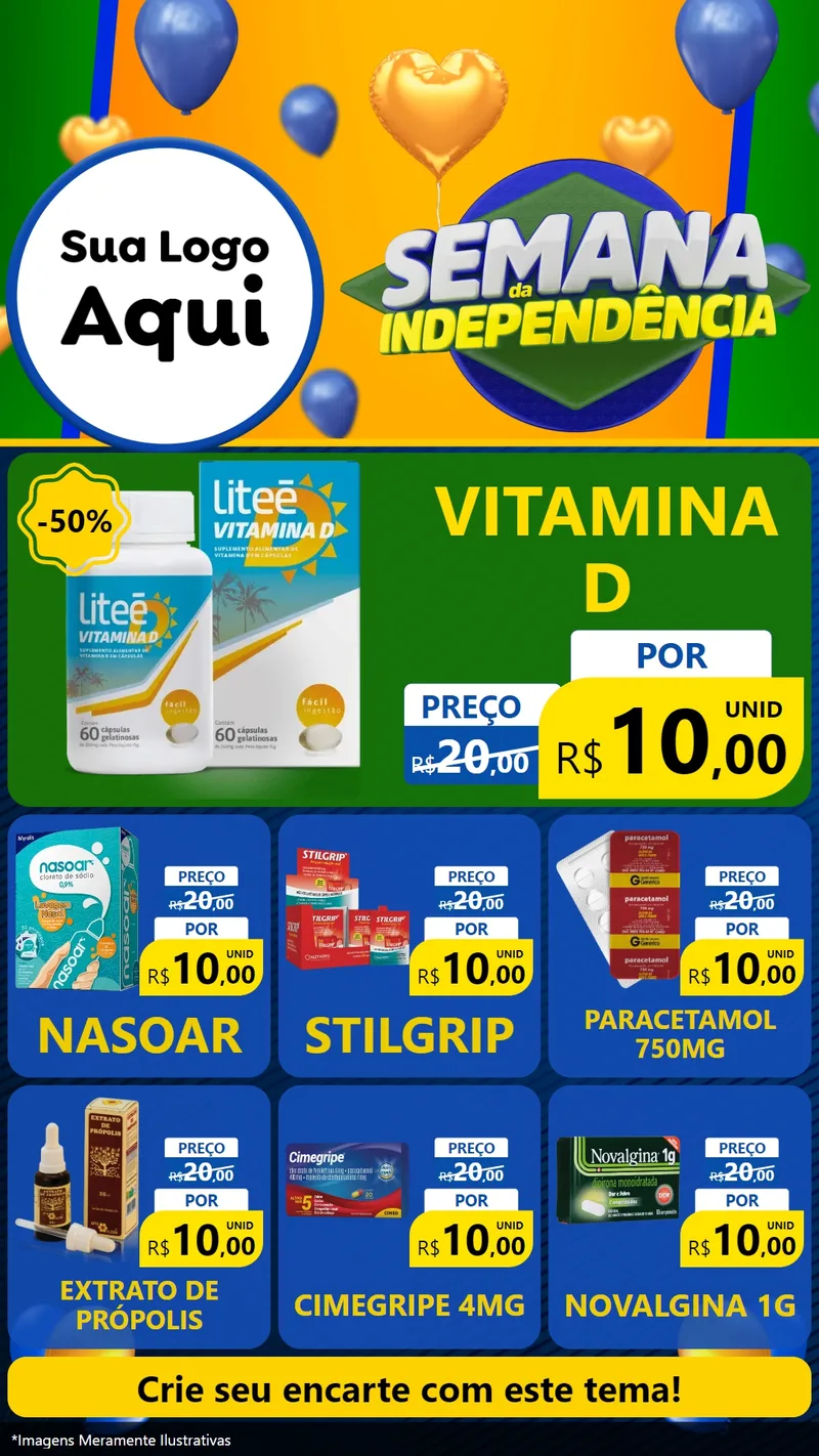 Modelo de Rede Social para Stories com o tema Semana da Independência para Farmácia