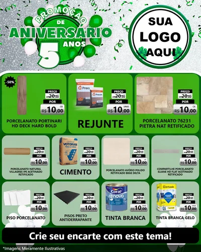 Modelo de Rede Social para Feed Instagram com o tema Promoção de Aniversário - 5 Anos para Pisos e revestimentos