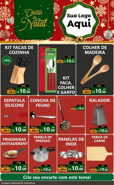 Modelo de Encarte para Encarte Grande com o tema Natal de Ofertas para Utilidades Domésticas