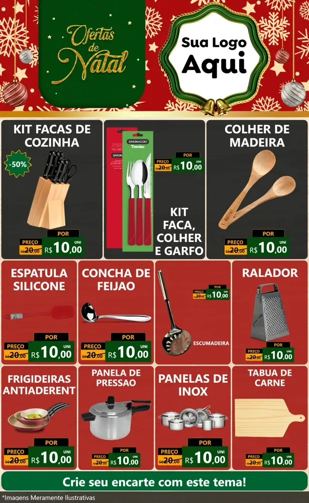 Modelo de Encarte para Encarte Grande com o tema Natal de Ofertas para Utilidades Domésticas