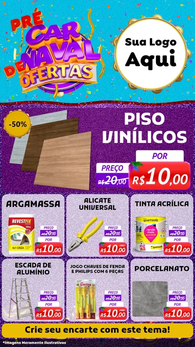 Modelo de Rede Social para Stories com o tema Pré Carnaval de Ofertas para Material para Construção