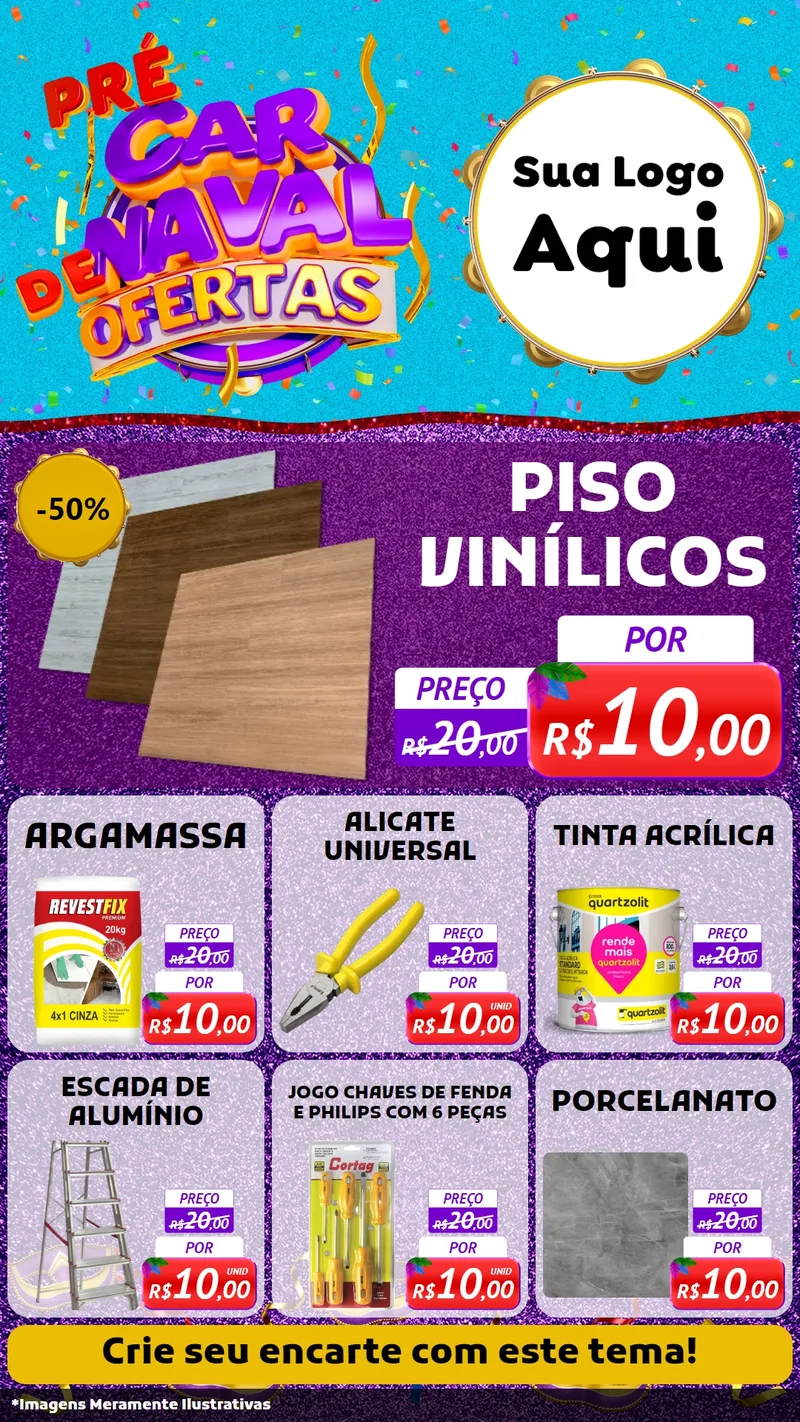 Modelo de Rede Social para Stories com o tema Pré Carnaval de Ofertas para Material para Construção