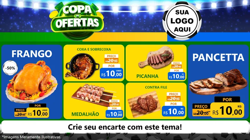 Modelo de TV para TV Horizontal com o tema Copa de Ofertas para Assados