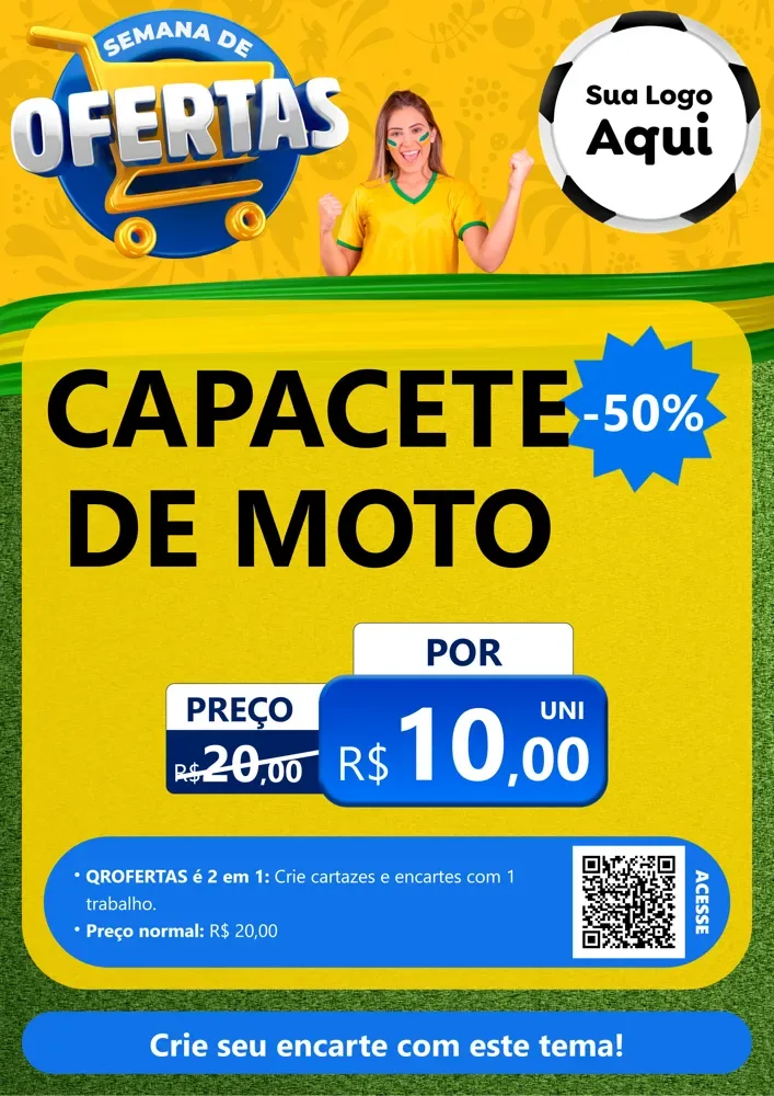Modelo de Cartaz para Cartaz A4 Vertical com o tema Semana de Ofertas - Copa para Moto peças