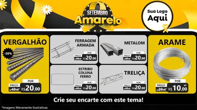 Modelo de TV para TV Horizontal com o tema Setembro Amarelo para Ferragens