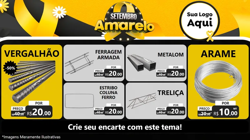 Modelo de TV para TV Horizontal com o tema Setembro Amarelo para Ferragens