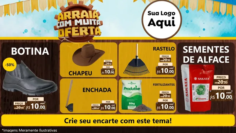 Modelo de TV para TV Horizontal com o tema Ofertas de São João - Junina para Agropecuária