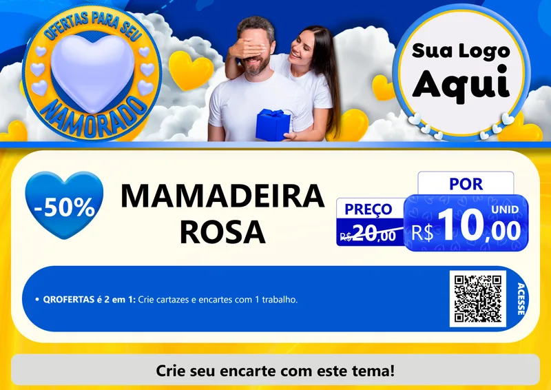 Modelo de Cartaz para Cartaz A4 Horizontal com o tema Ofertas Para Seu Namorado para Bebês