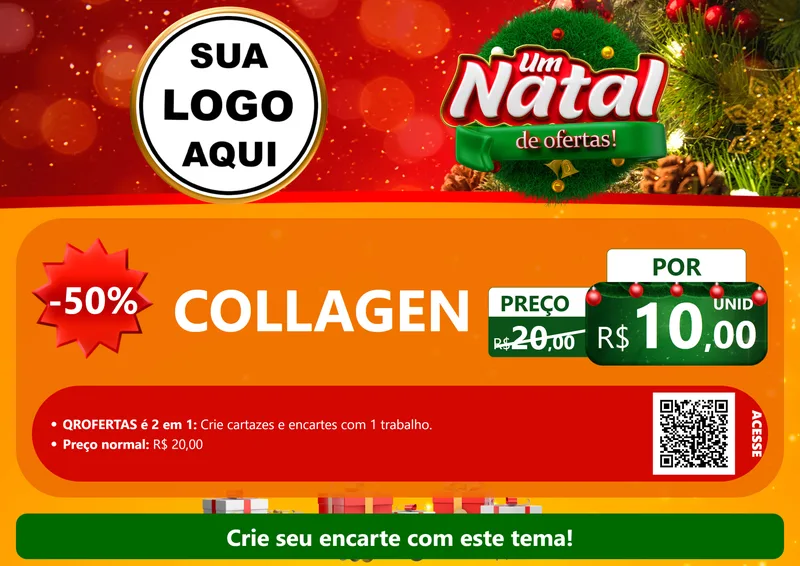 Modelo de Cartaz para Cartaz A4 Horizontal com o tema Um Natal de Ofertas para Suplementos alimentares