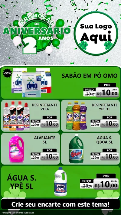 Modelo de TV para TV Vertical com o tema Promoção de Aniversário - 2 Anos para Produtos de Limpeza