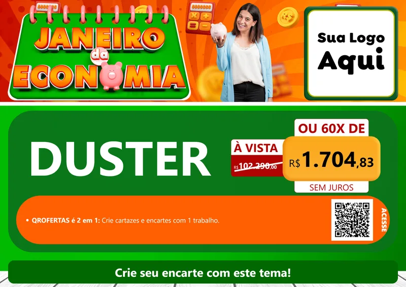 Modelo de Cartaz para Cartaz A4 Horizontal com o tema Janeiro da Economia para Concessionaria de Carros