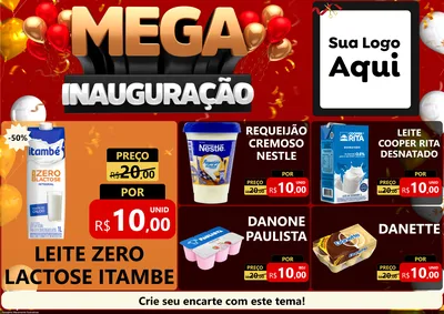 Modelo de Encarte para Encarte A4 Horizontal com o tema Mega Inauguração para Frios e Laticínios