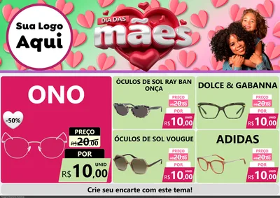 Modelo de Encarte para Encarte A4 Horizontal com o tema Dia das Mães para Óticas
