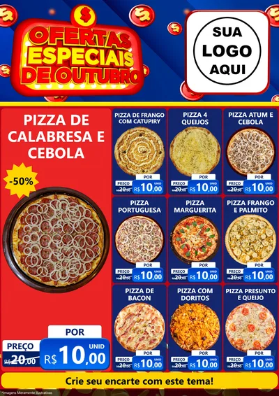 Modelo de Encarte para Encarte A4 Vertical com o tema Ofertas Especiais de Outubro para Pizzaria