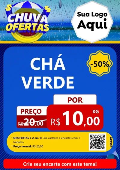 Modelo de Cartaz para Cartaz A4 Vertical com o tema Chuva de Ofertas para Produtos Naturais
