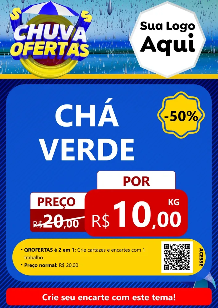 Modelo de Cartaz para Cartaz A4 Vertical com o tema Chuva de Ofertas para Produtos Naturais