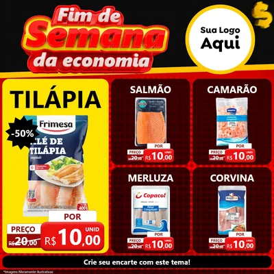 Modelo de Rede Social para Feed Facebook com o tema Fim de Semana da Economia para Peixaria
