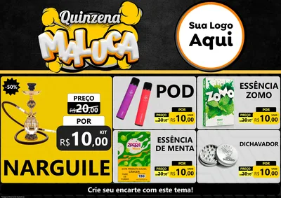 Modelo de Encarte para Encarte A4 Horizontal com o tema Quinzena Maluca para Tabacaria