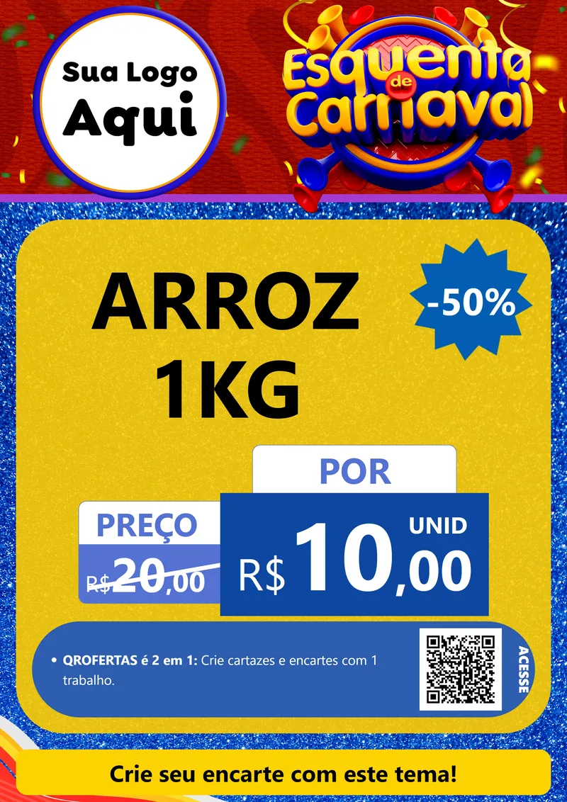 Modelo de Cartaz para Cartaz A4 Vertical com o tema Esquenta de Carnaval para Supermercado