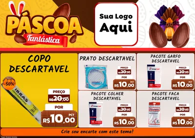 Modelo de Encarte para Encarte A4 Horizontal com o tema Páscoa Fantástica para Embalagens