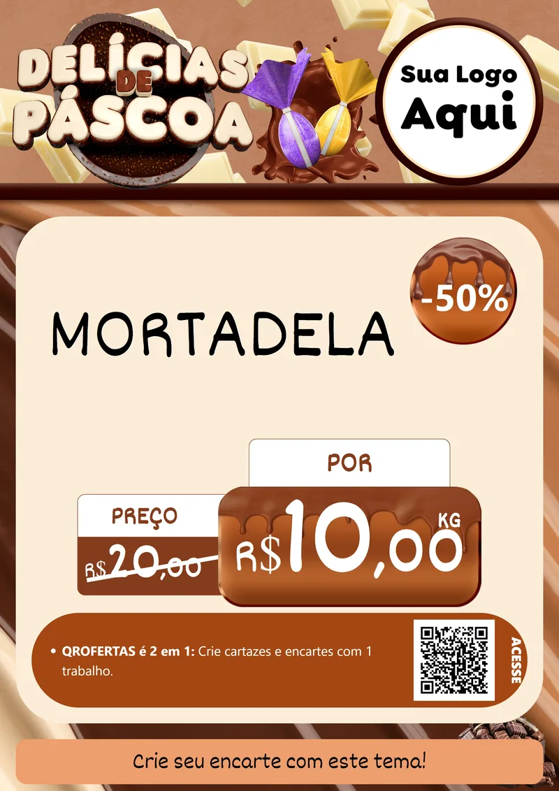 Modelo de Cartaz para Cartaz A4 Vertical com o tema Delícias de Páscoa para Frios e Laticínios